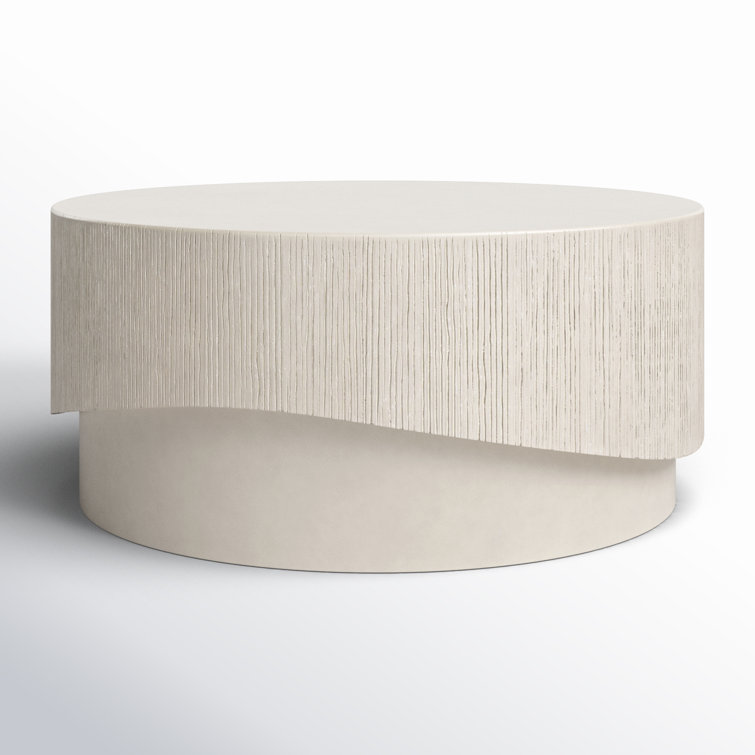 Albans 36'' White Concrete Round Outdoor Coffee Table