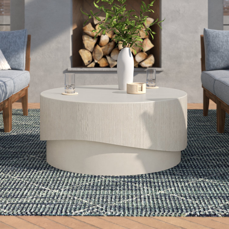 Albans 36'' White Concrete Round Outdoor Coffee Table