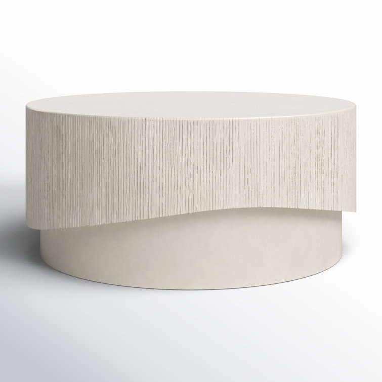 Albans 36'' White Concrete Round Outdoor Coffee Table