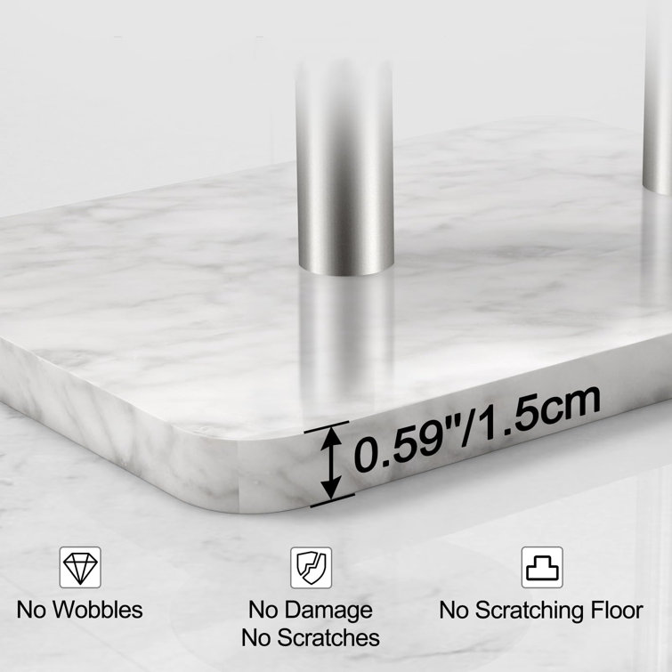 Brushed Nickel Free Standing Toilet Paper Holder with Marble Base