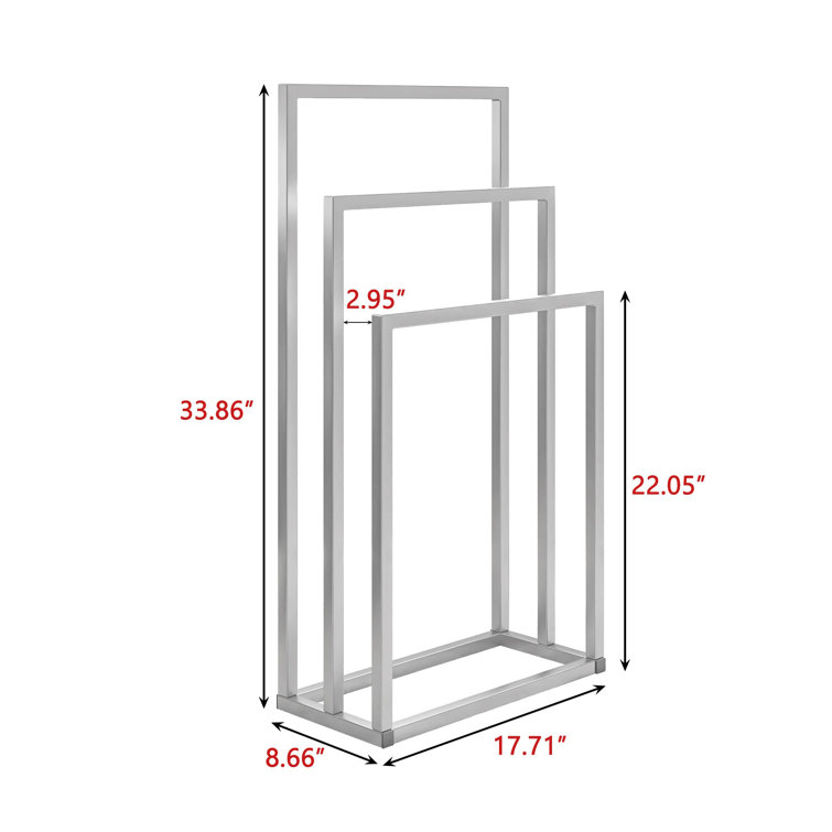 Silver 3-Tier Freestanding Metal Towel Rack