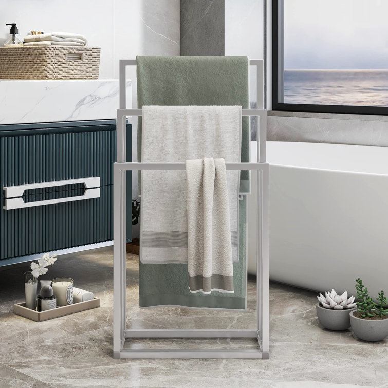 Silver 3-Tier Freestanding Metal Towel Rack