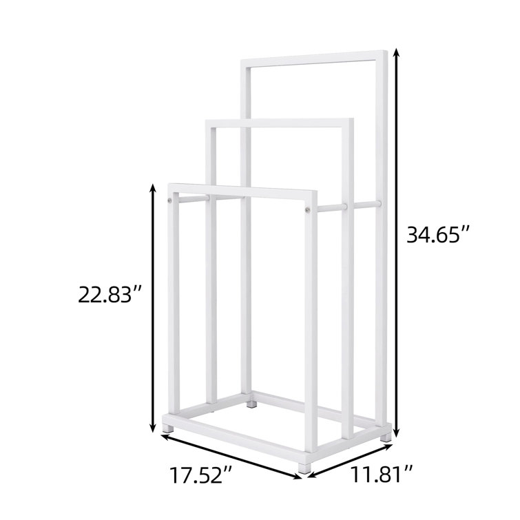 White 3-Tier Freestanding Metal Towel Rack with Storage Shelf
