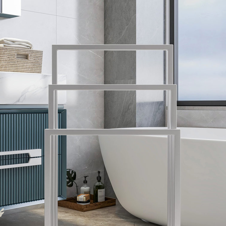 Silver 3-Tier Freestanding Metal Towel Rack