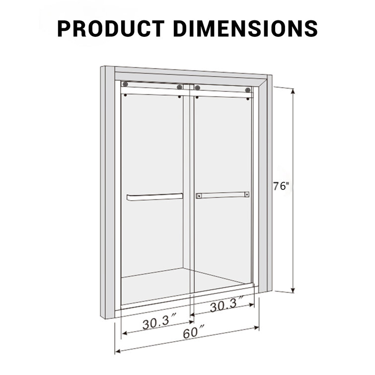 60" Frameless Brushed Nickel Sliding Shower Door with Clear Glass