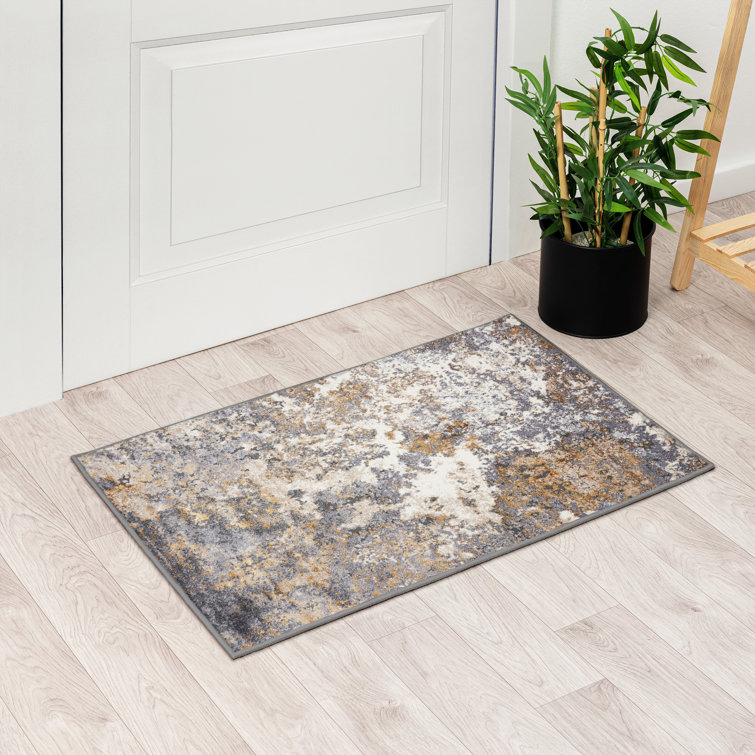 Abstract Splatter 6' x 9' Gray Synthetic Area Rug