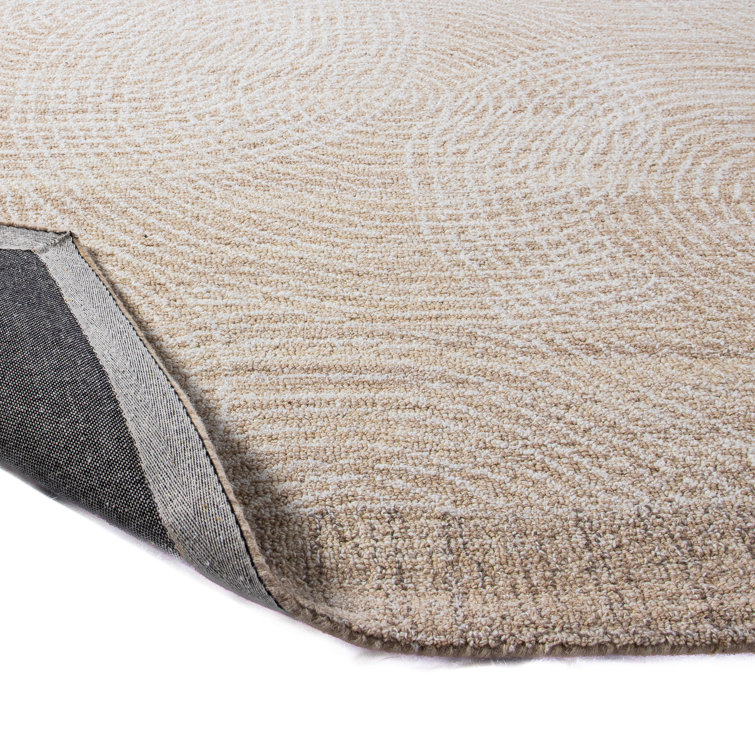 Handmade Beige Wool Rectangular Tufted Area Rug 3'6" x 5'6"