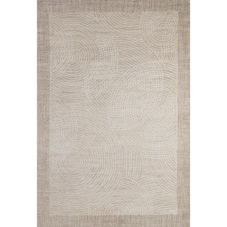 Handmade Beige Wool Rectangular Tufted Area Rug 3'6" x 5'6"