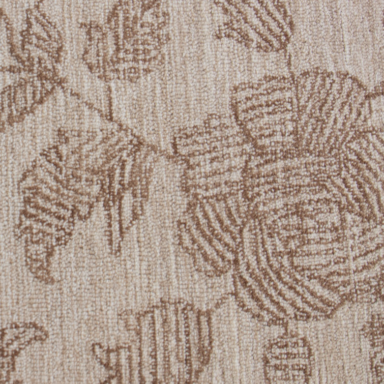 Handmade Tan Wool Rectangular Floral Area Rug