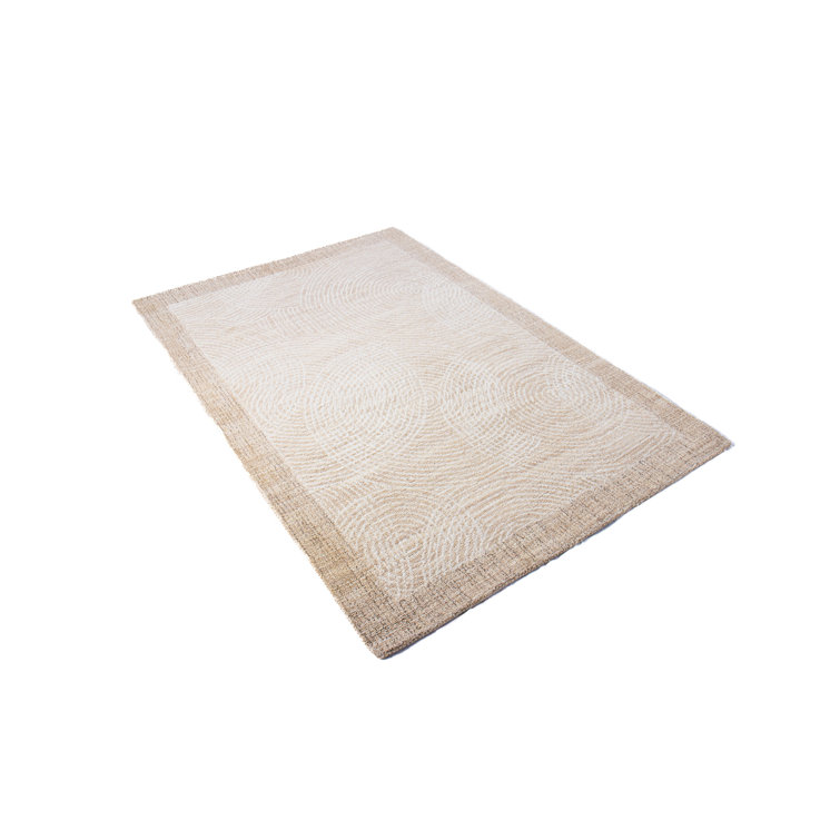 Handmade Beige Wool Rectangular Tufted Area Rug 3'6" x 5'6"