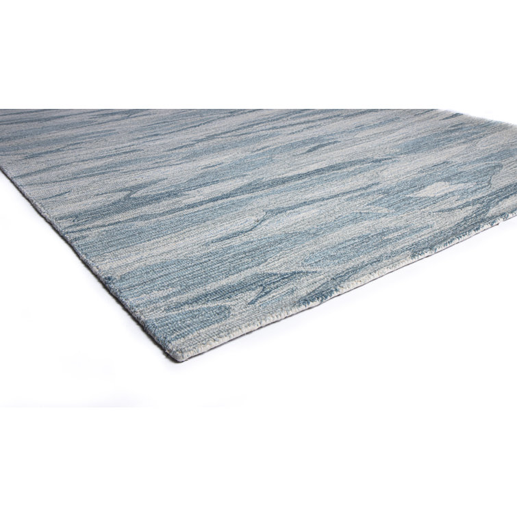 Light Blue Wool Handmade Tufted Rectangular Area Rug 5' x 7'