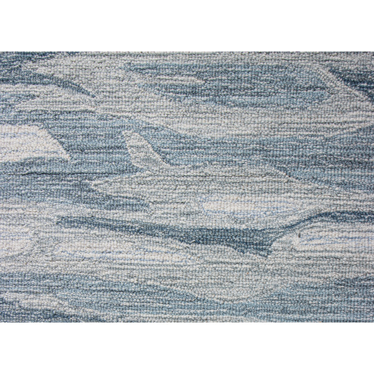 Light Blue Wool Handmade Tufted Rectangular Area Rug 5' x 7'