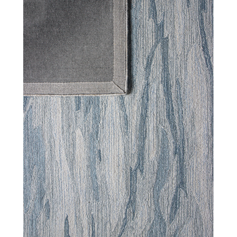 Light Blue Wool Handmade Tufted Rectangular Area Rug 5' x 7'