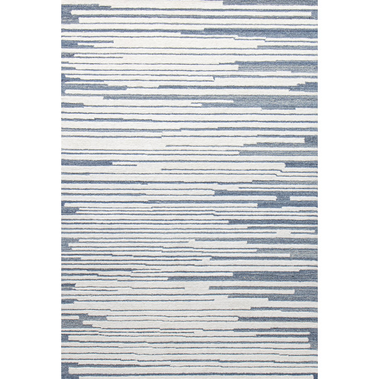 Handmade Gray and White Wool Tufted Square Rug