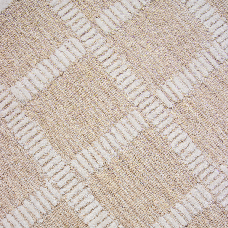 Handmade Beige Wool Rectangular Tufted Area Rug 3'6" x 5'6"