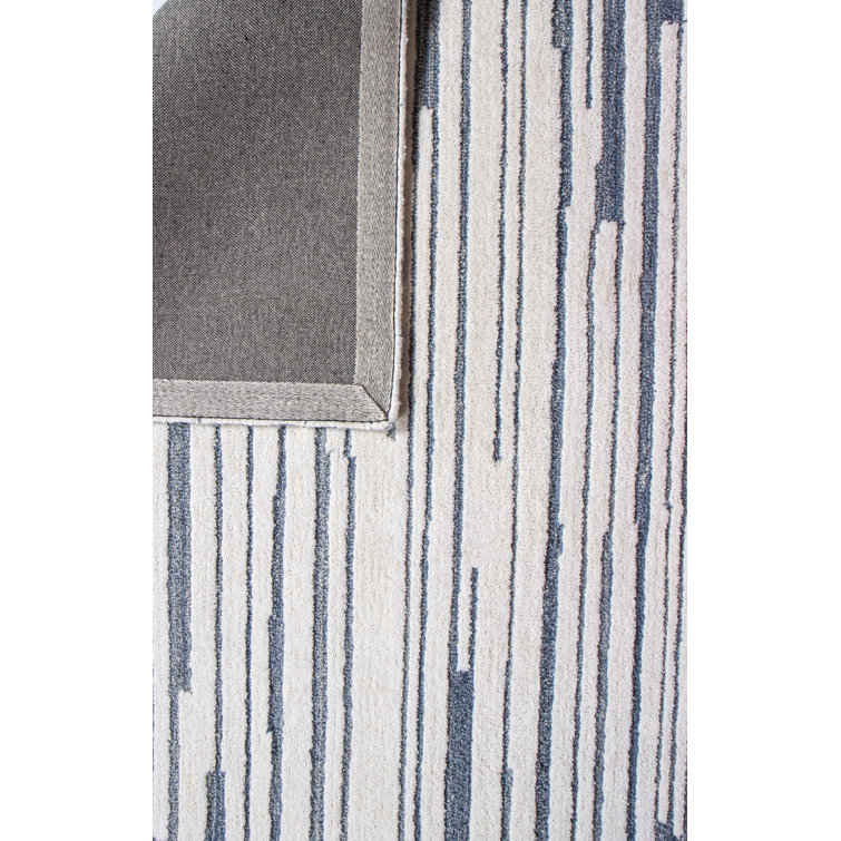 Handmade Gray and White Wool Tufted Square Rug