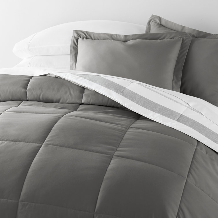 King Gray Reversible Down Alternative Comforter Set