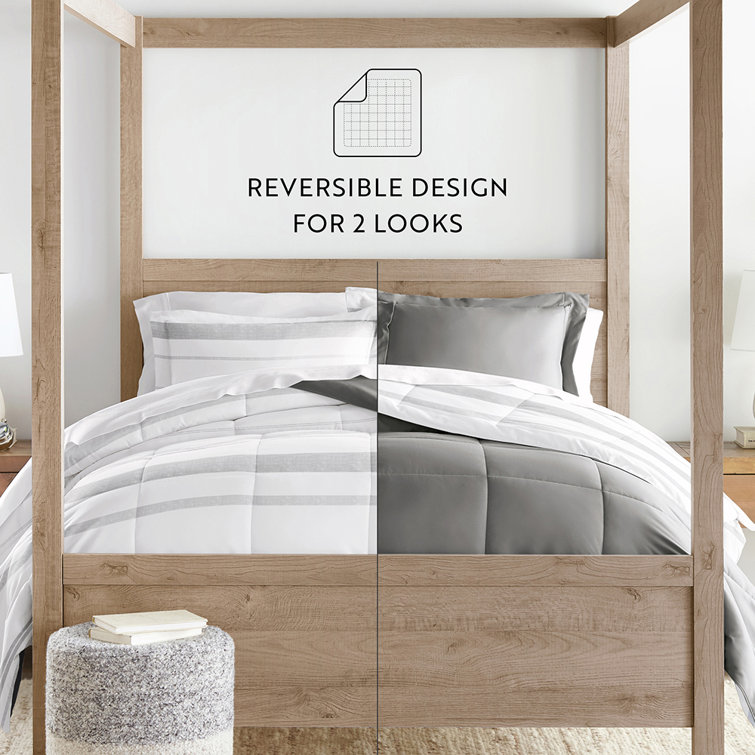 King Gray Reversible Down Alternative Comforter Set