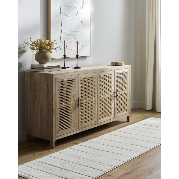 Ivory and Taupe Striped Synthetic Runner Rug