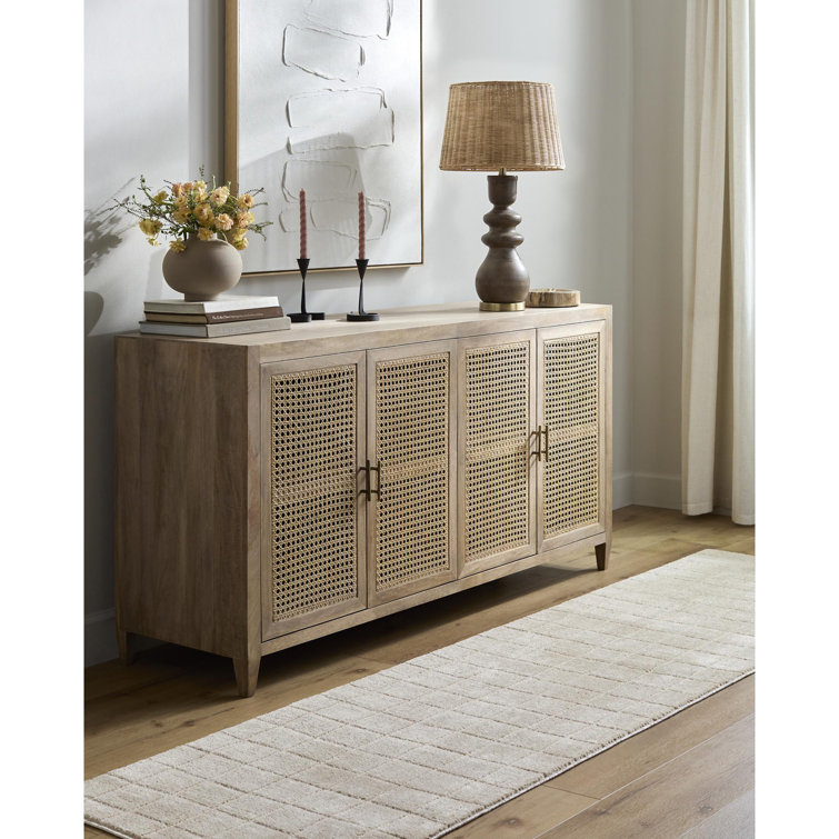 Light Beige Polyester Grid Pattern Runner Rug, 2'7" x 7'3"