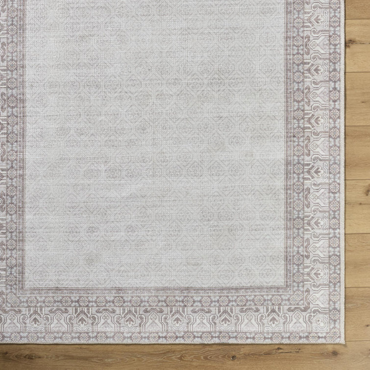 Rainier Brown and Cream Washable Synthetic Area Rug