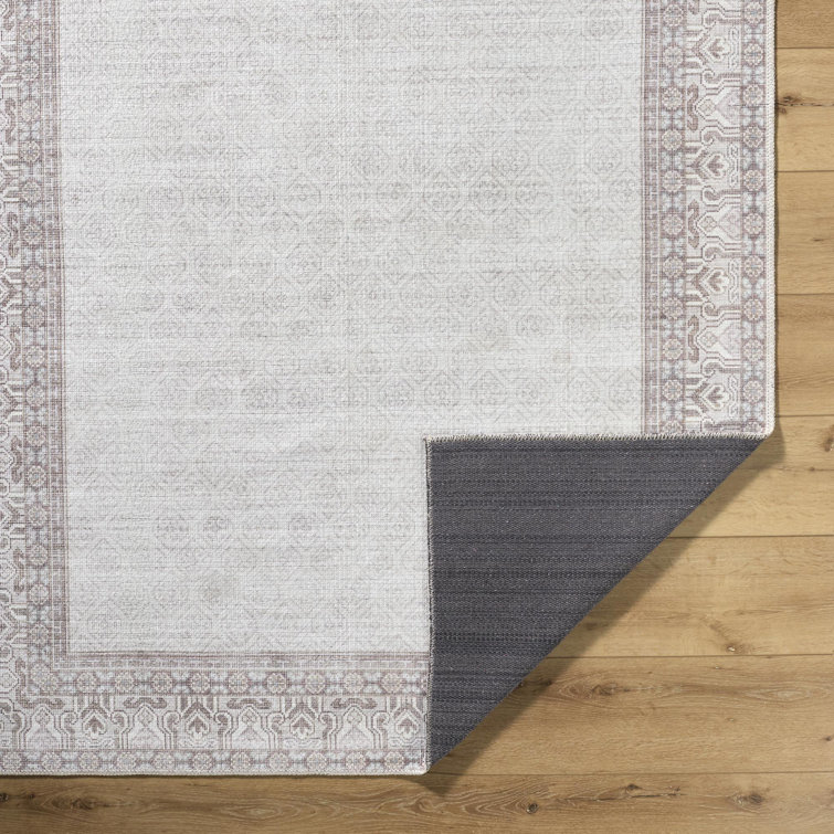 Rainier Brown and Cream Washable Synthetic Area Rug