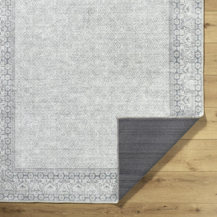 Sage and Blue Rectangular Polyester Washable Area Rug