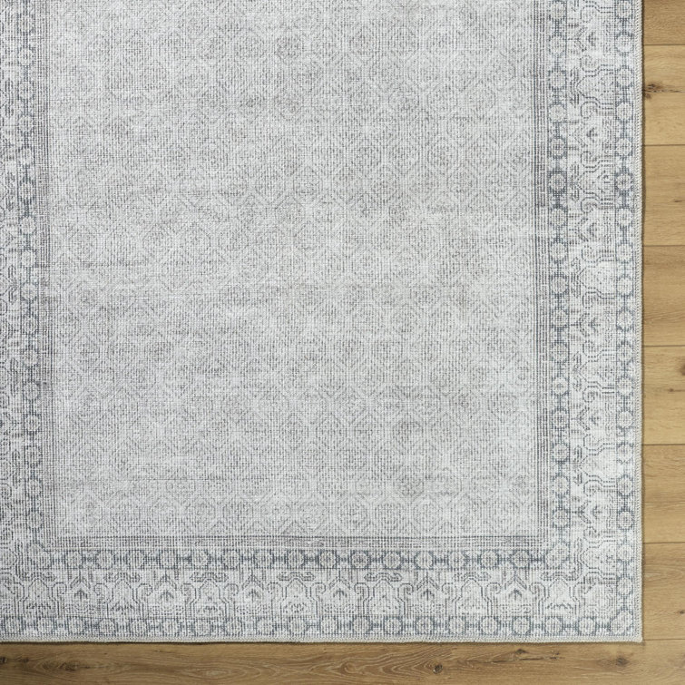 Sage and Blue Rectangular Polyester Washable Area Rug
