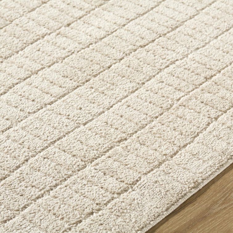 Light Brown Minimalist Striped Polyester Area Rug, 5'3" x 7'