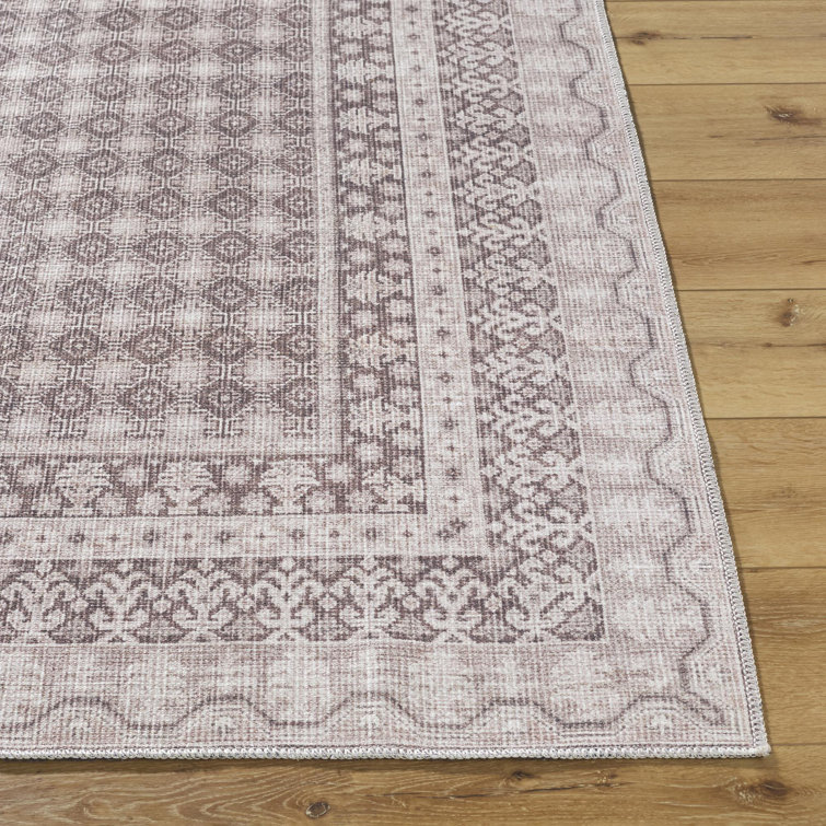 Rainier Light Brown Synthetic Washable Rectangular Area Rug