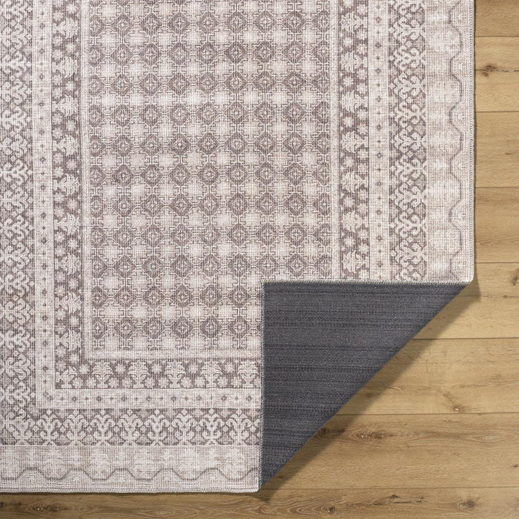 Rainier Light Brown Synthetic Washable Rectangular Area Rug