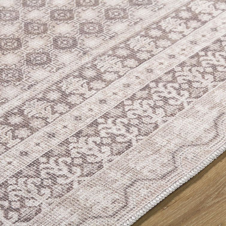 Rainier Light Brown Synthetic Washable Rectangular Area Rug