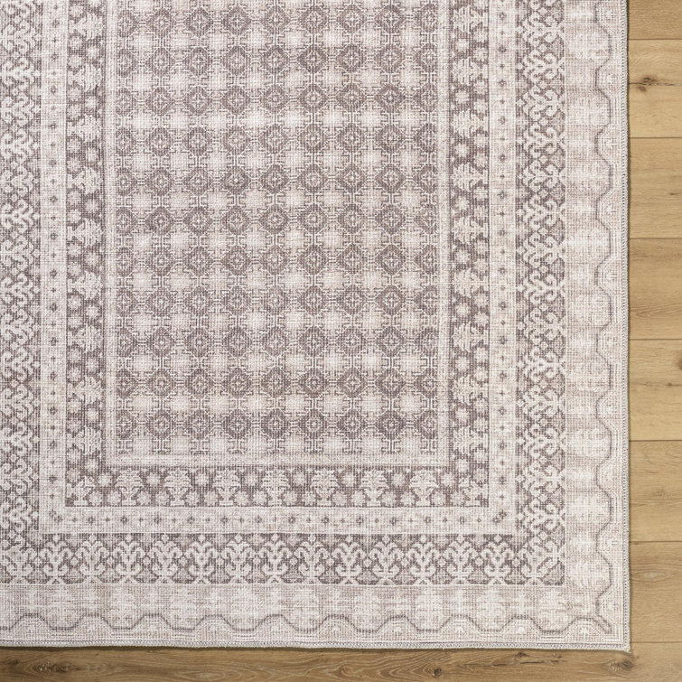 Rainier Light Brown Synthetic Washable Rectangular Area Rug