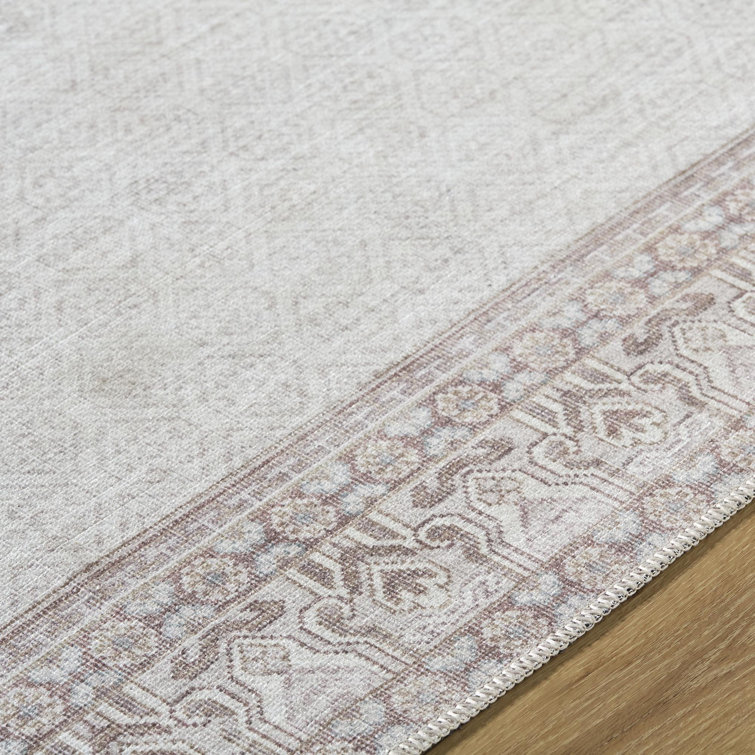Rainier Brown and Cream Washable Synthetic Area Rug