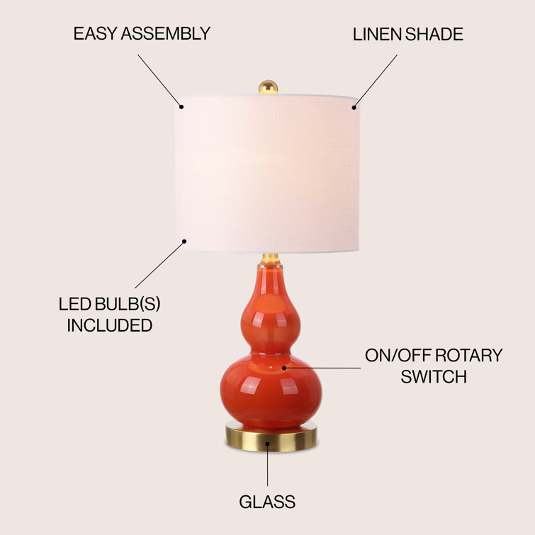 Galliano Double Gourd 20.5" Orange Glass Table Lamp with Cotton Shade