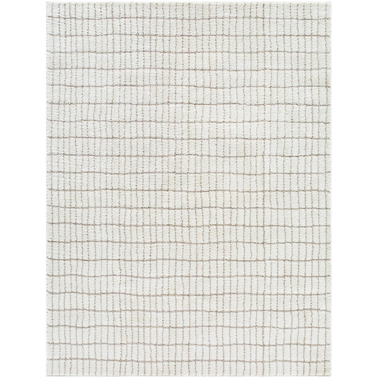 Ivory and Taupe Striped Synthetic 10' x 14' Area Rug