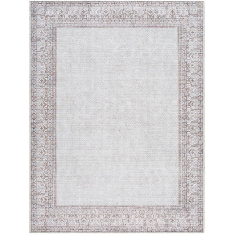 Rainier Brown and Cream Washable Synthetic Area Rug