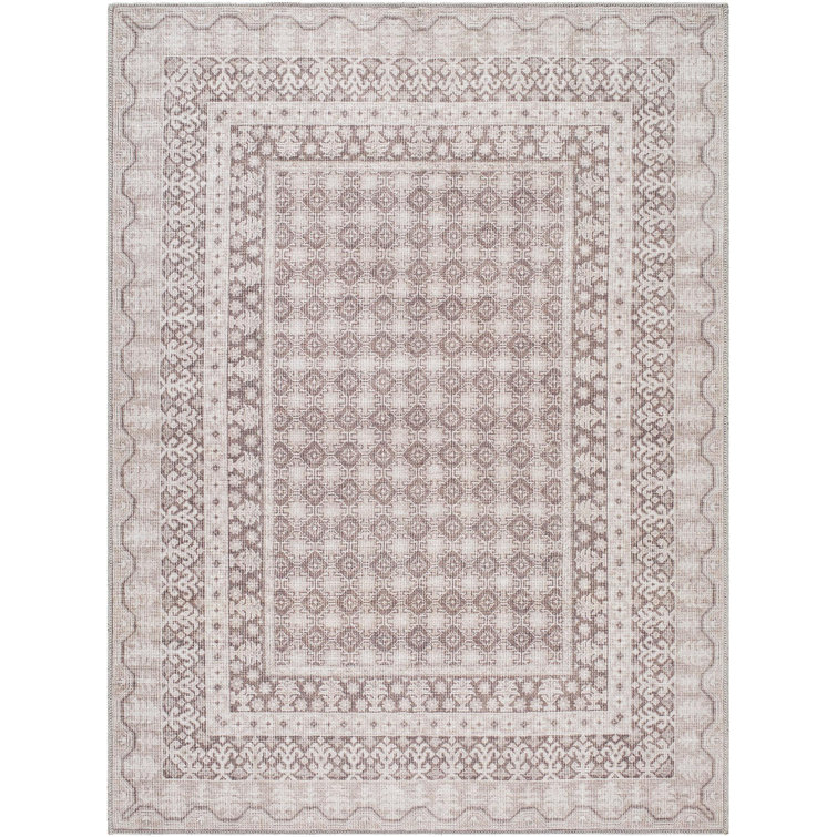 Rainier Light Brown Synthetic Washable Rectangular Area Rug