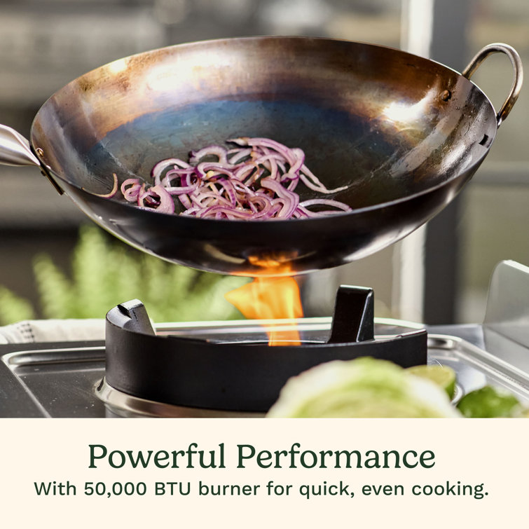 Cuisinart Black and Stainless Steel Outdoor Wok Station with Carbon Steel Wok