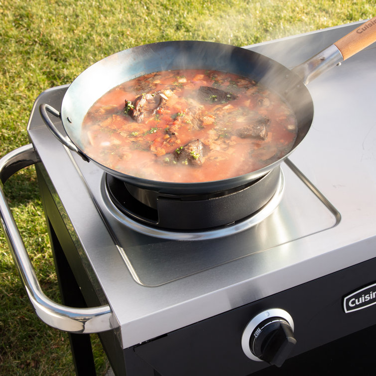 Cuisinart Black and Stainless Steel Outdoor Wok Station with Carbon Steel Wok