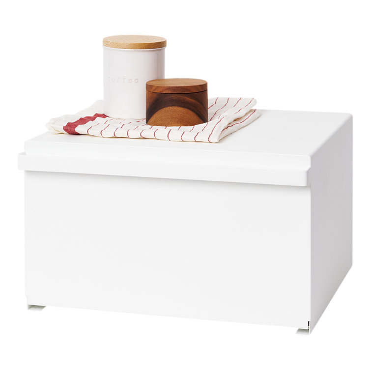 White Steel Minimalist Bread Box with Handles