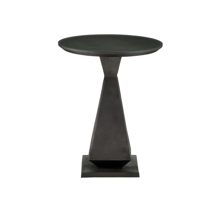 Graphite and Clear Round Glass Accent Table