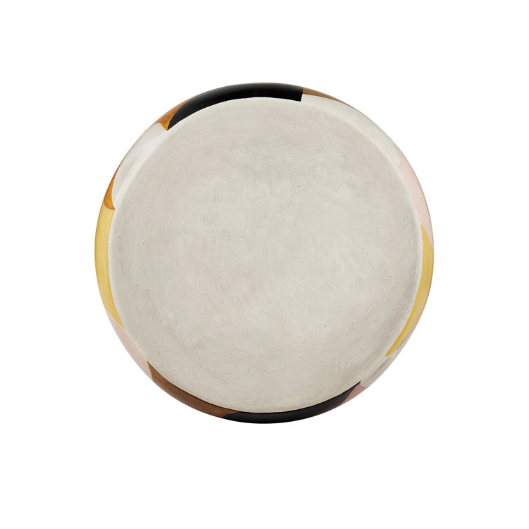 Multicolor Hand-Painted Round Terracotta Accent Table