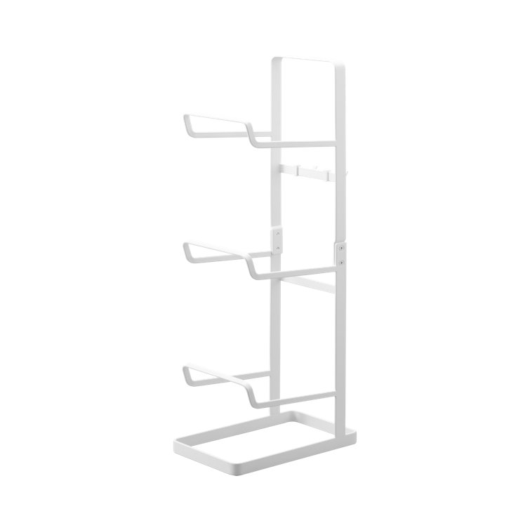 White Steel Home Fitness Equipment Storage Rack with Hooks
