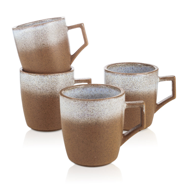 Vince Rustic Brown Ceramic 12oz Mug Set, 4-Piece