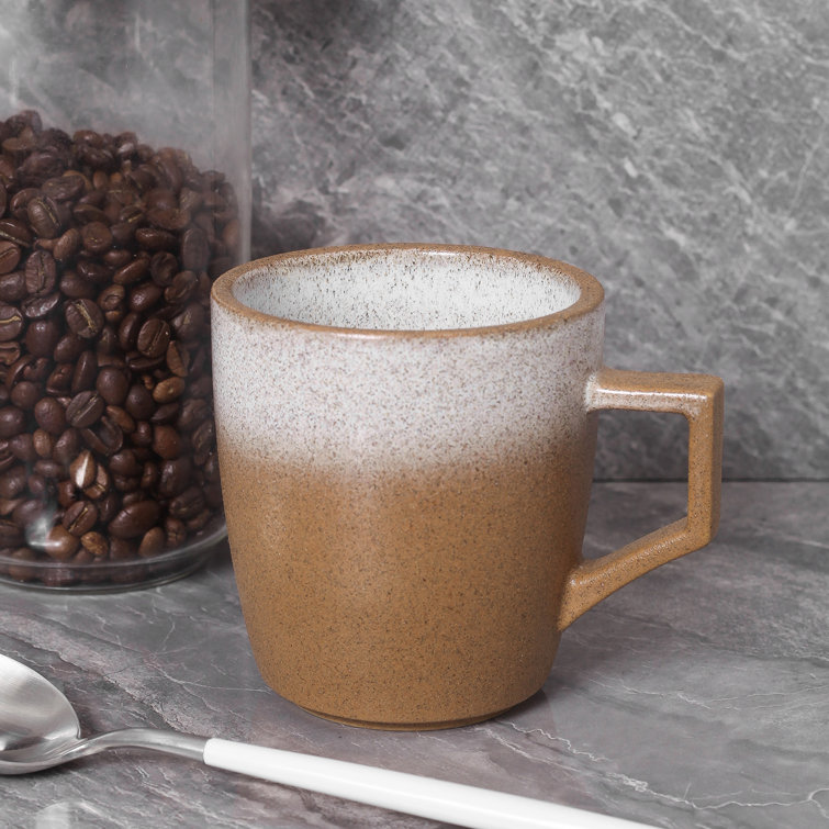 Vince Rustic Brown Ceramic 12oz Mug Set, 4-Piece