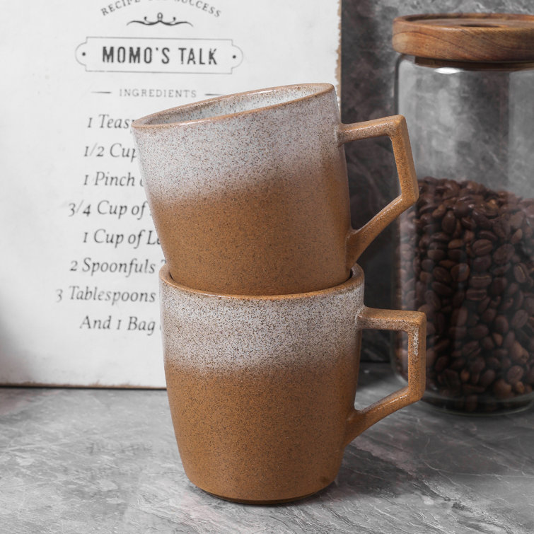 Vince Rustic Brown Ceramic 12oz Mug Set, 4-Piece