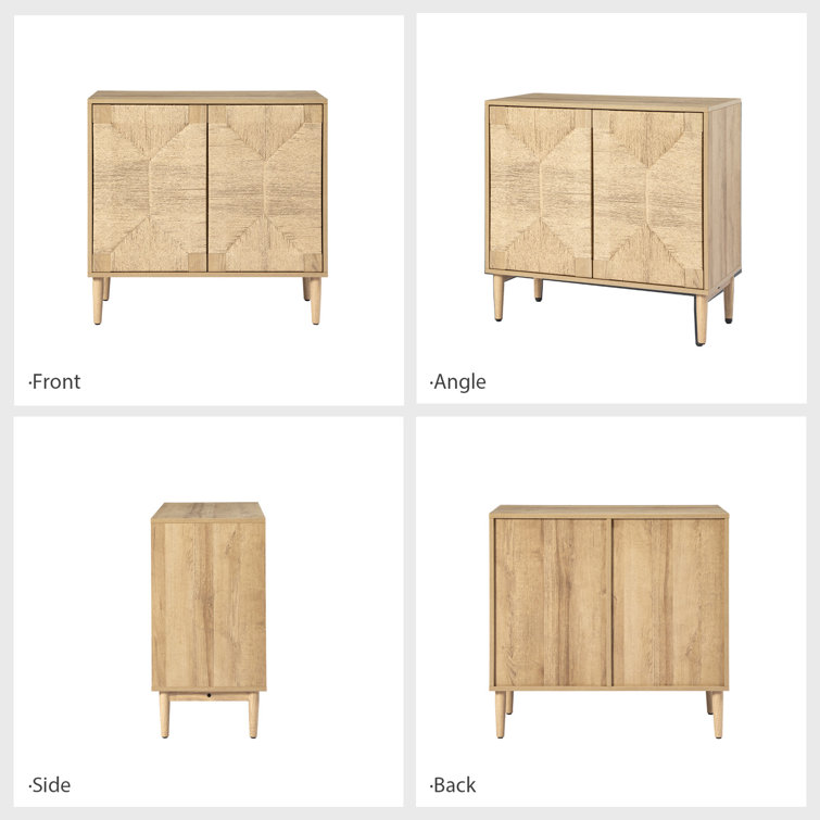 Louella Oak 32" Woven 2-Door Accent Cabinet with Adjustable Shelving
