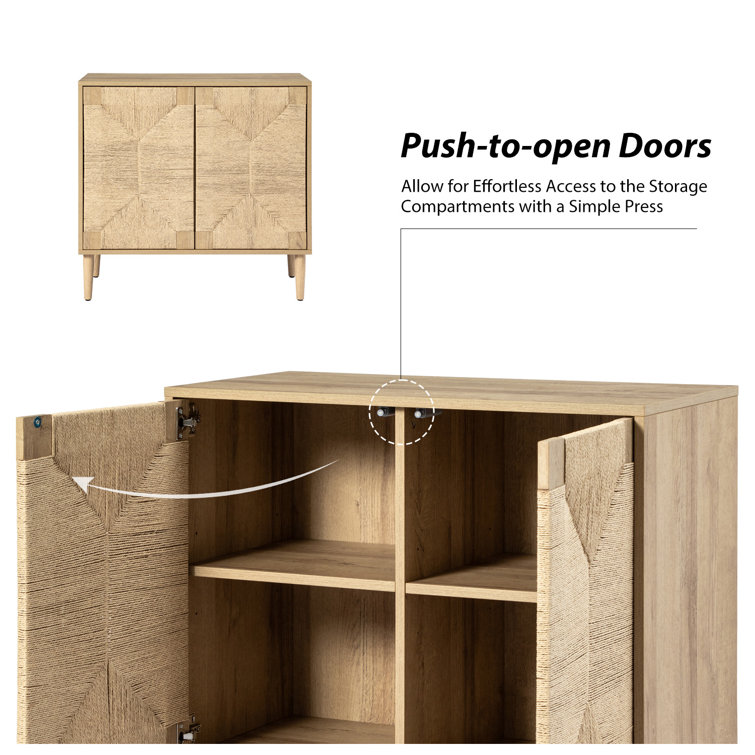 Louella Oak 32" Woven 2-Door Accent Cabinet with Adjustable Shelving
