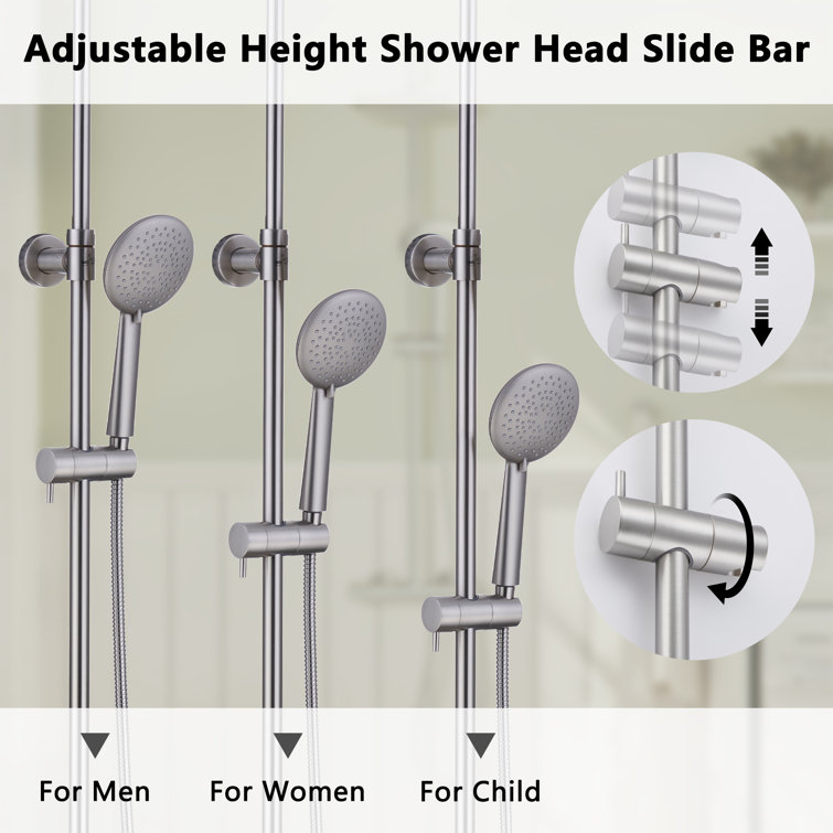 Brushed Nickel Wall Mounted Rain Shower System with Handheld